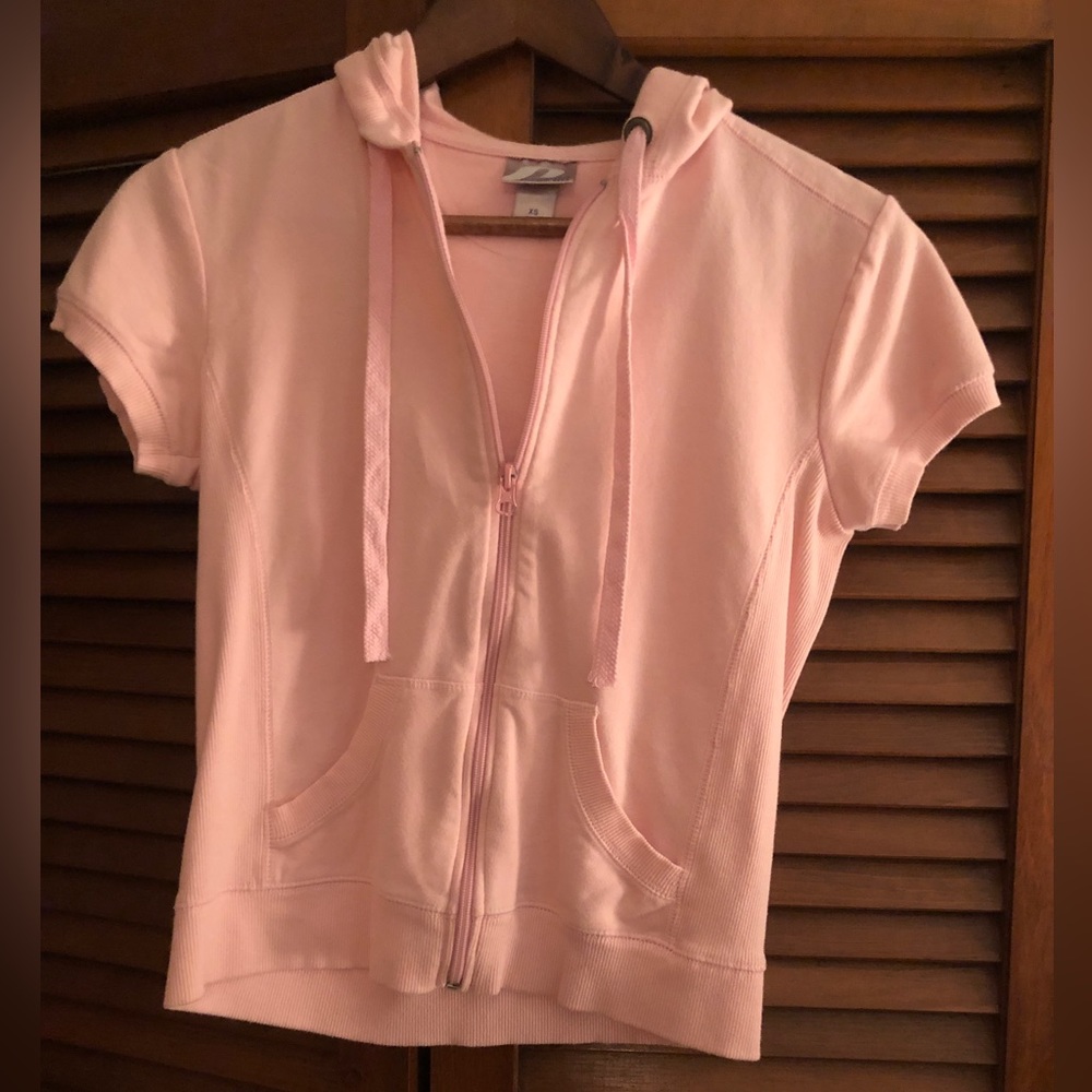 Baby barbie pink short sleeve hoodie y2k XS/S